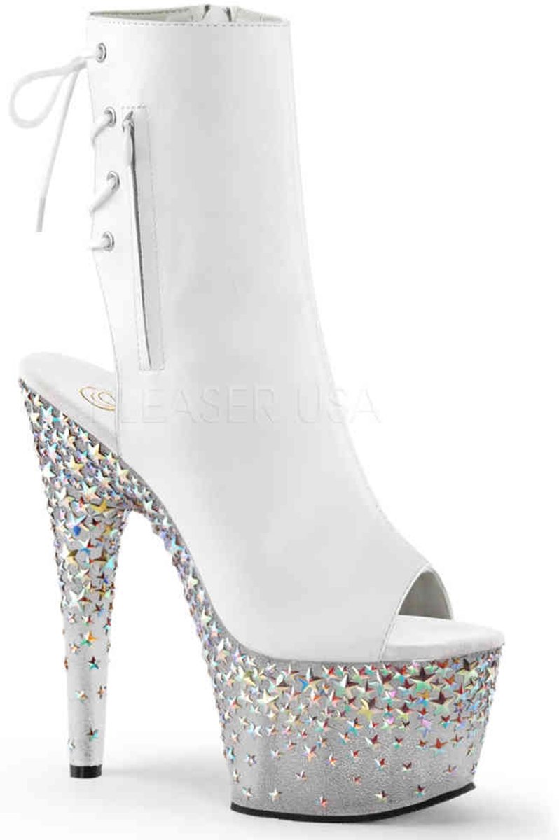 EU 39 = US 9 | STARSPLASH-1018-7 | *7 Heel, 2 3/4 PF Open Toe/Heel Ankle Boot, side Zip